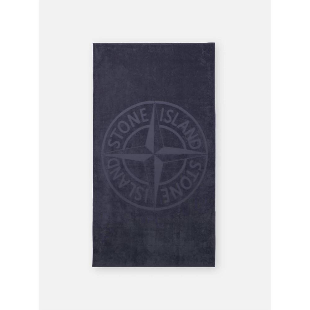 NEW STONE unisex compass logo beach towel in marine blue